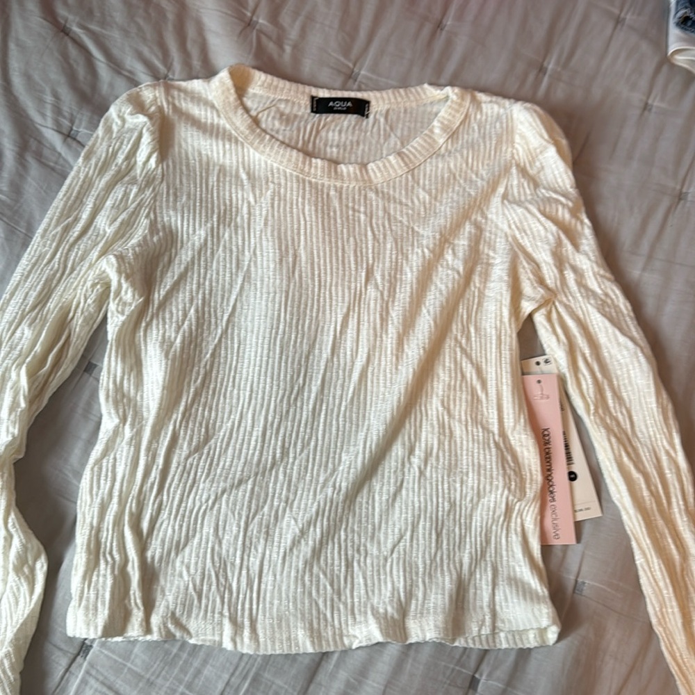 Aqua Girl long sleeve Ribbed Top NWT Size M
